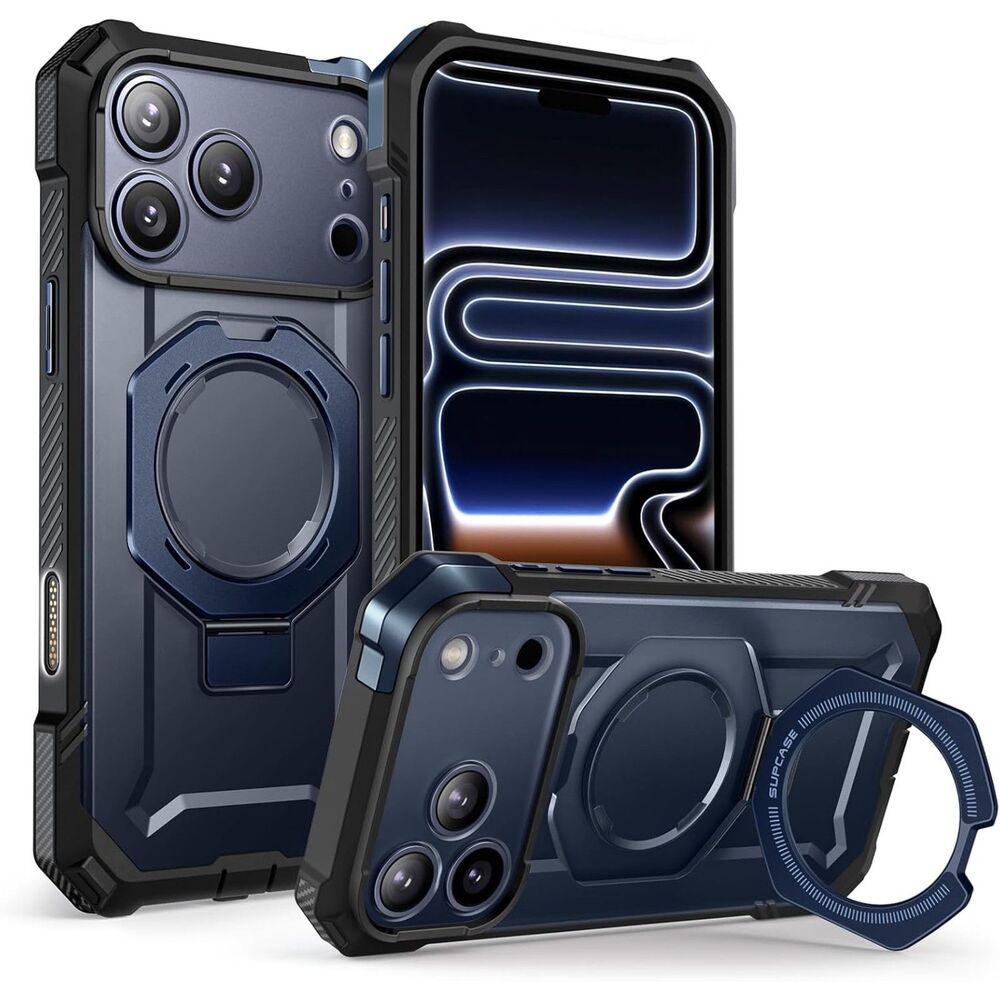 SUPCASE iPhone 17 Pro Max Case with Kickstand MagSafe Azure Blue Heavy Duty